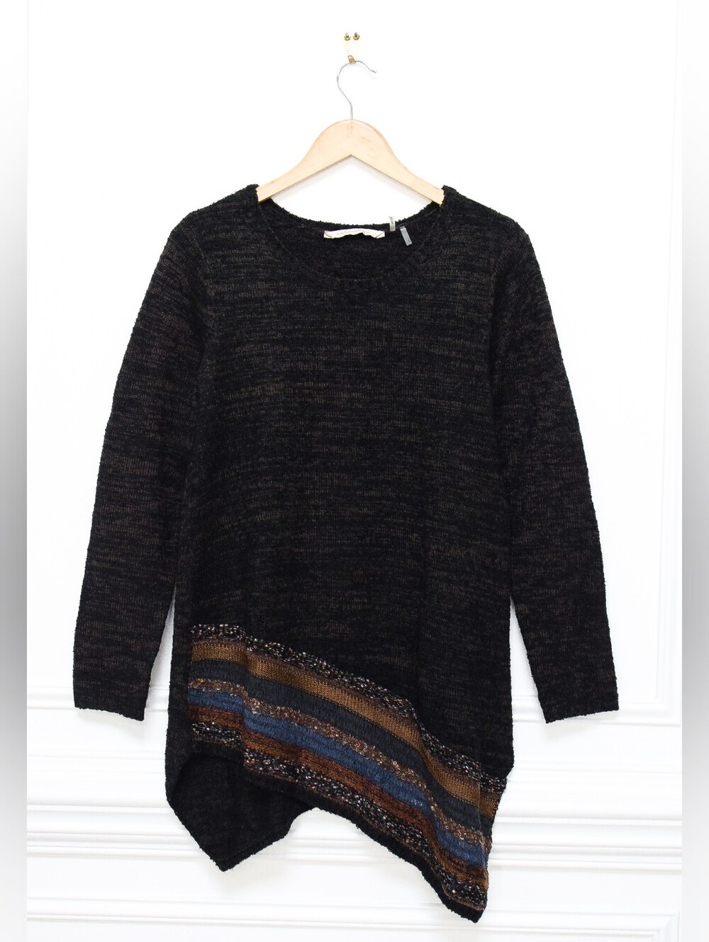 Soft Surroundings Raku Asymmetrical Knit Tunic Sweater Embroidered Size S Fall
